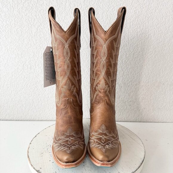 Lane LEXINGTON Womens Cowboy Boots Size 5.5 Brown Western Cowgirl Mid Calf Tall - Picture 5 of 11